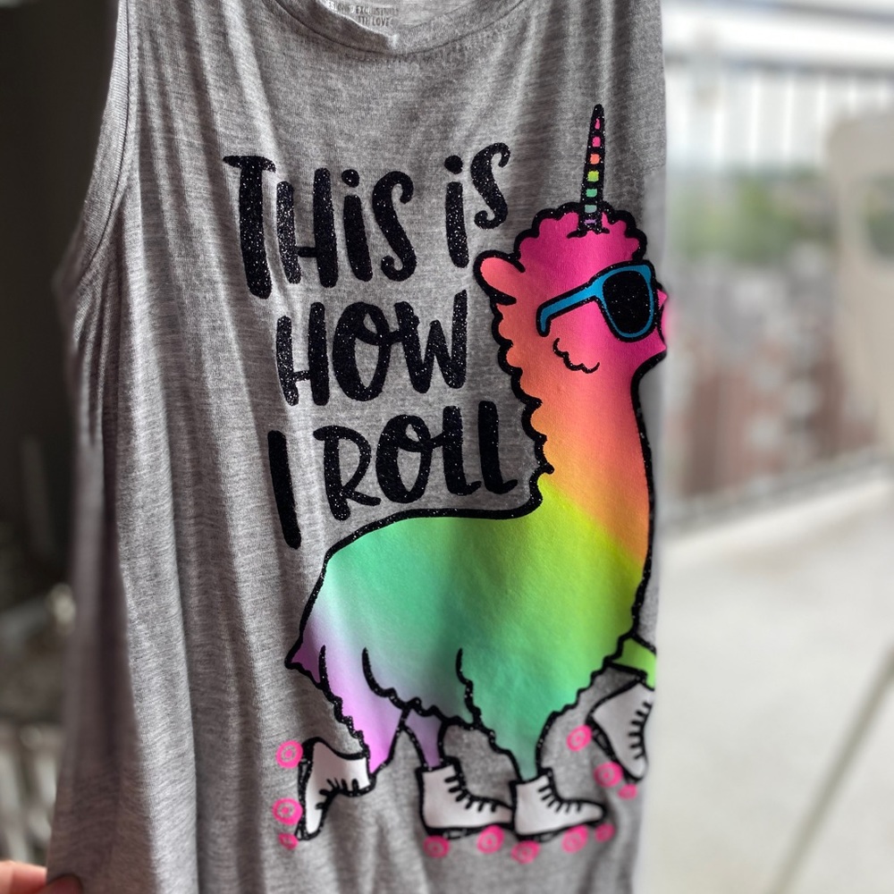Colorful stretchy lama shirt/tank top